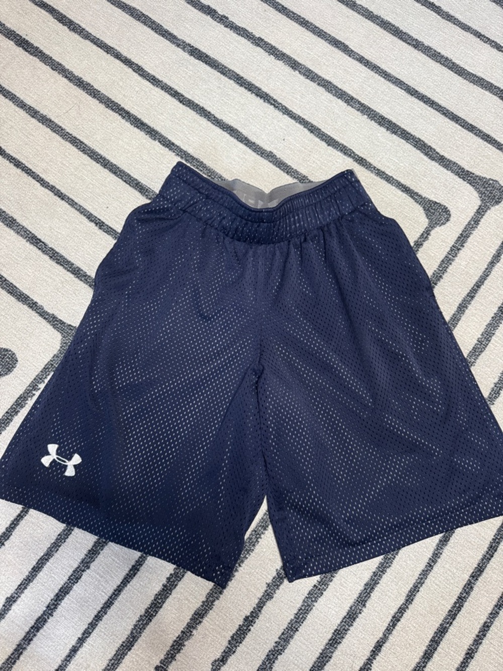 Under Armour Navy Mesh Shorts with Grey Logo